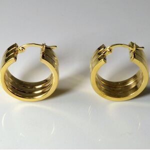 Wide Yellow Gold Hoop Earrings